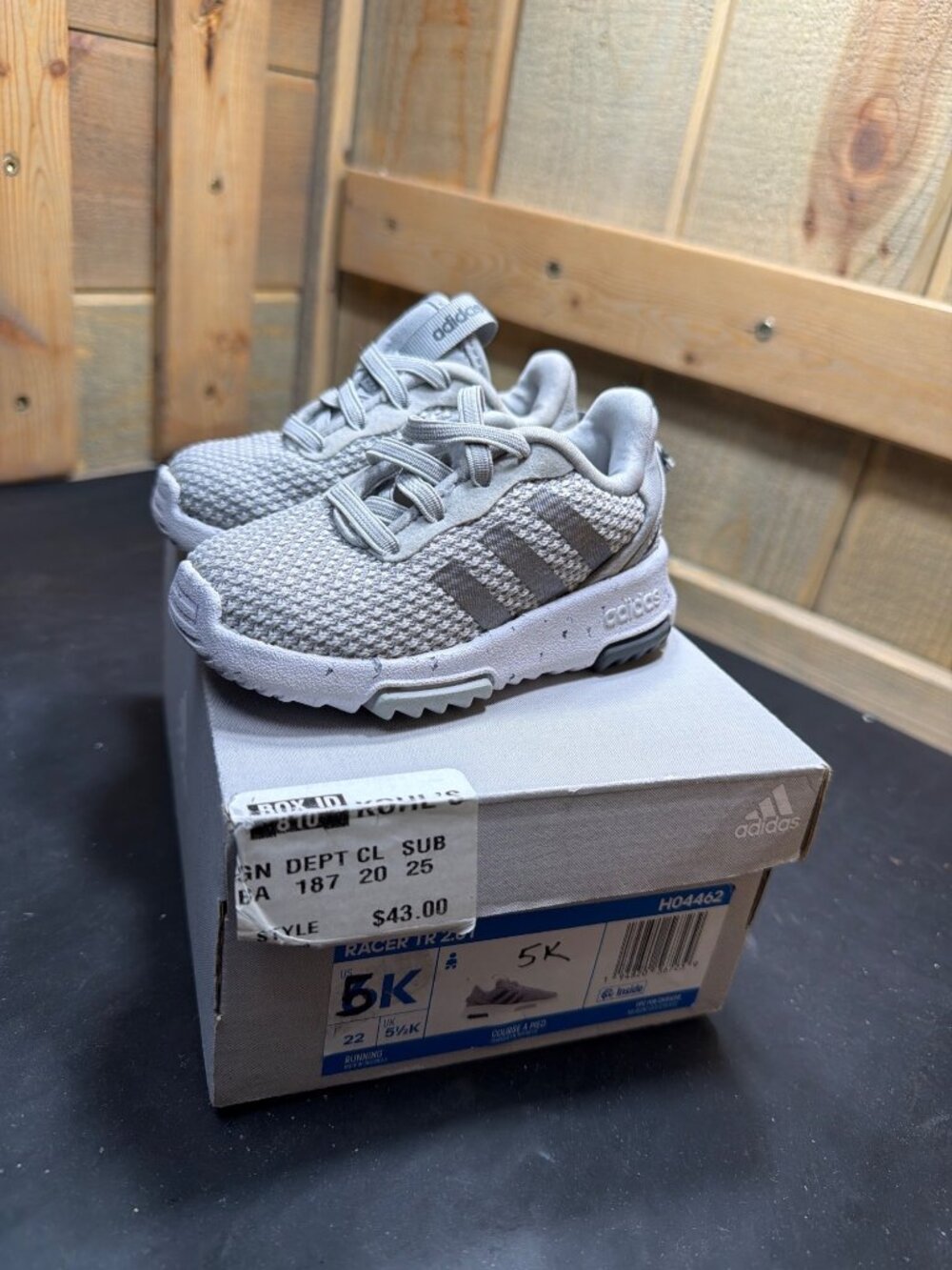 Adidas Racer TR 2.0 I H04462 Boys US 5K UK 4K EU 20 Grey Knit Toddler Sneakers